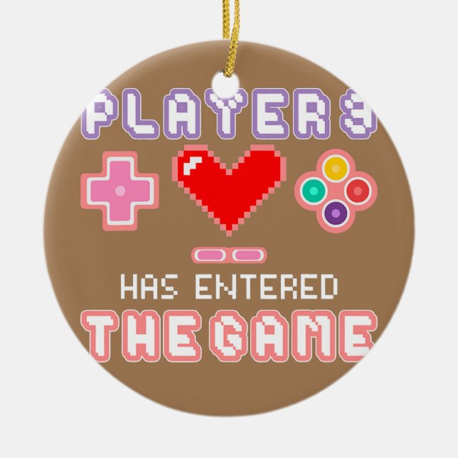 Funny Gamer Pregnancy Announcement for Dad Mum Ceramic Tree Decoration (Front)