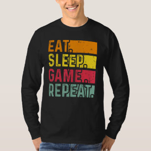 Funny Gamer Quote Eat Sleep Game Repeat, Cool Vint T-Shirt