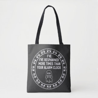 Funny Gamer Respawn Quote Gaming Humour Design Tote Bag