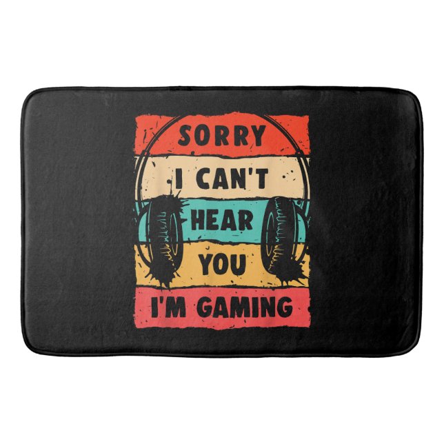 Funny Gamer Shirt for Teens Boys Men Video Gaming Bath Mat (Front)