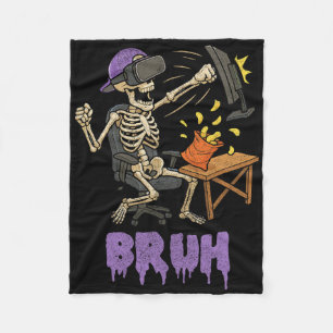 Funny Gamer Skeleton Gamer Teen Boys Video Gaming Fleece Blanket