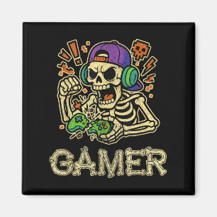 Funny Gamer Skeleton Gamer Teen Boys Video Gaming  Magnet