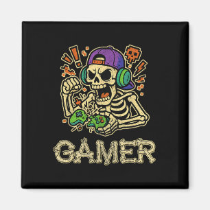 Funny Gamer Skeleton Gamer Teen Boys Video Gaming Magnet