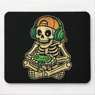 Funny Gamer Skeleton Gamer Teen Boys Video Gaming  Mouse Pad