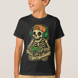 Funny Gamer Skeleton Gamer Teen Boys Video Gaming T-Shirt