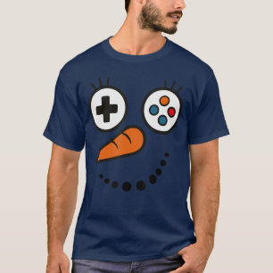 Funny Gamer Snowman Face Christmas Video Game Holi T-Shirt