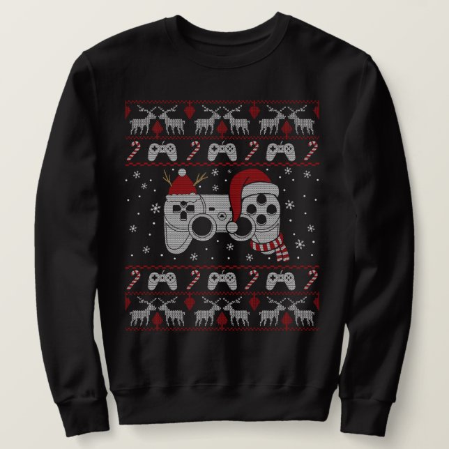 Funny Gamer Ugly Christmas Sweater For Men Women (Design Front)