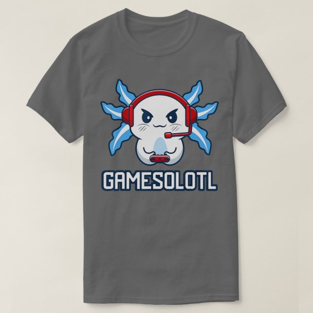 Funny Gamesolotl  Axolotl Fish Playing Video Games T-Shirt (Design Front)