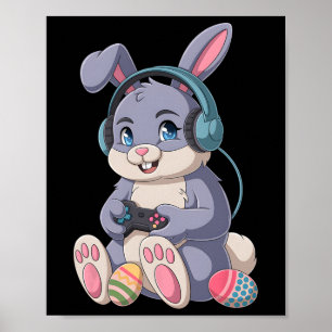 Funny Gaming Bunny Easter Gamer Rabbit Video Game Poster