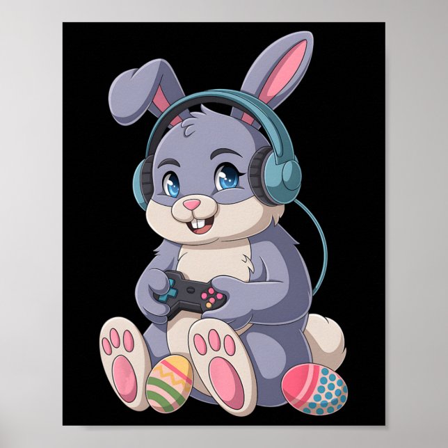 Funny Gaming Bunny Easter Gamer Rabbit Video Game  Poster (Front)