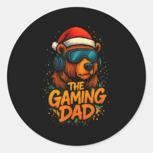 Funny Gaming Dad Christmas Outfit Gamer Gift  Classic Round Sticker