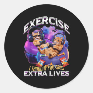 Funny Gaming Gamer Cat  Classic Round Sticker