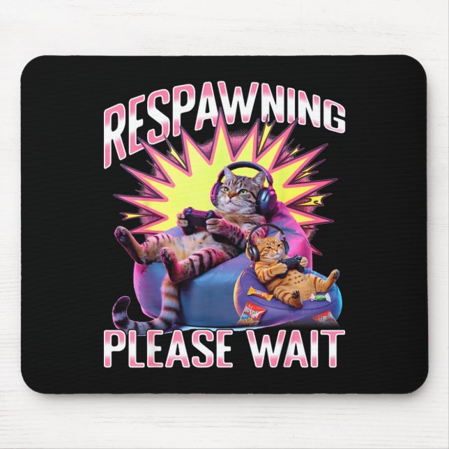 Funny Gaming Gamer Cat  Mouse Pad (Front)