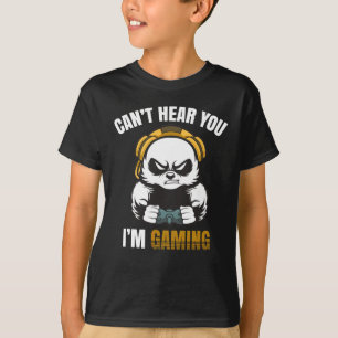 Funny Gaming Panda addicted Gamers Kid Headset T-Shirt