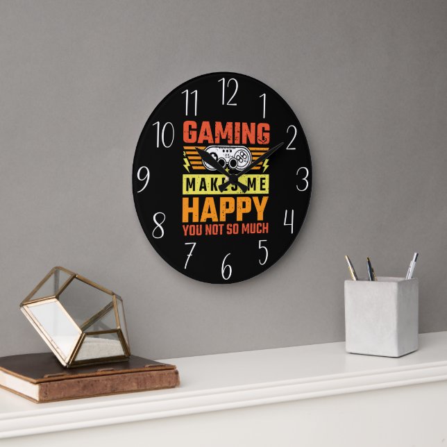 Funny gaming sarcasm word art large clock (Office)
