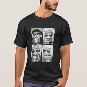 Funny Gangster Cats Hip Hop Rap Music Urban 90s T-Shirt