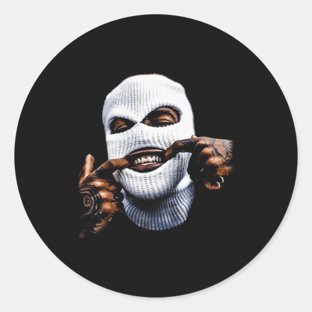 Funny Gangster Gangsta Hip Hop Hiphop Gold Teeth H Classic Round Sticker (Front)