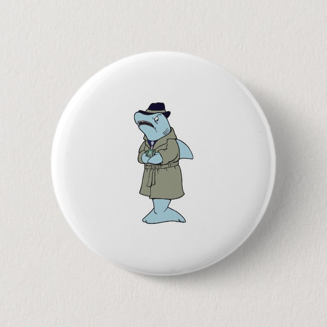 funny ganster shark 6 cm round badge (Front)