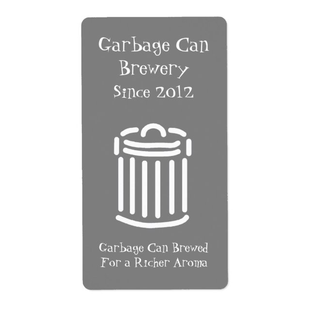 Funny Garbage Can Mini Beer Label (Front)