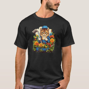 Funny Garden Cat with Tools for gardening Hobby an T-Shirt