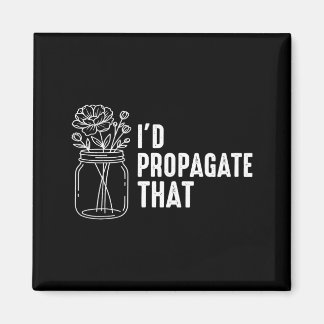 Funny gardeners plant men women girls propagate magnet