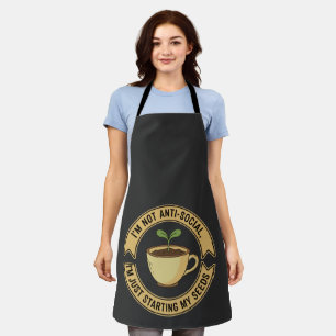 Funny Gardening Introvert Pun - I'm Not Anti-Socia Apron