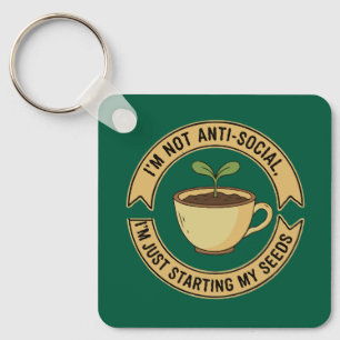 Funny Gardening Introvert Pun - I'm Not Anti-Socia Key Ring