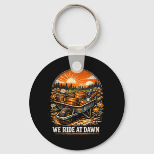 Funny Gardening Wheel Barrow Ride at Dawn Mothers Key Ring