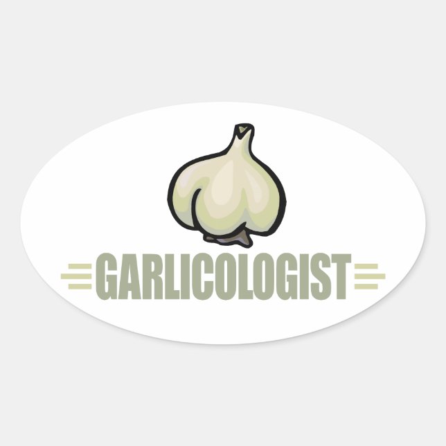 Funny Garlic Oval Sticker (Front)