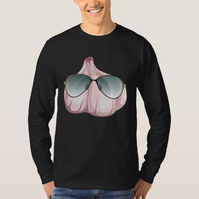 Funny Garlic With Shades Outfit Love Spices T-Shirt (Front)