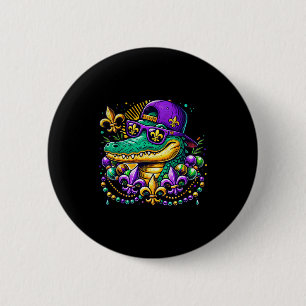 Funny Gator Mardi Gras  6 Cm Round Badge