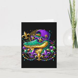 Funny Gator Mardi Gras  Card