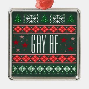 Funny Gay AF Christmas LGBTQ+ Metal Tree Decoration