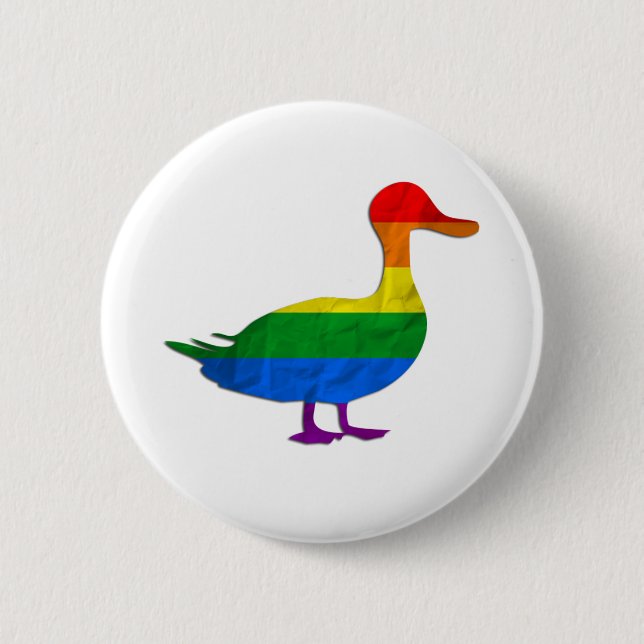 Funny Gay and Lesbian Pride Duck, Quack Quack 6 Cm Round Badge (Front)