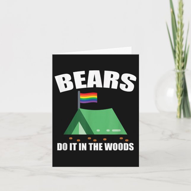 Funny Gay Camping Lgbt Pride Bears  Card (Front)