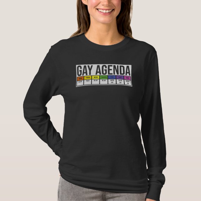 Funny Gay  For Women Men Lgbt Pride Feminist Agend T-Shirt (Front)