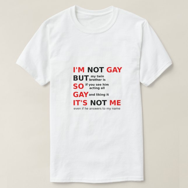 Funny Gay LGBTQ Saying Gay Gift Idea Black Red T-Shirt (Design Front)