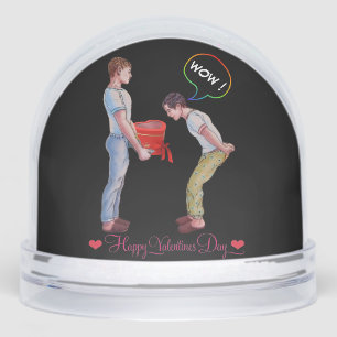 Funny  Gay LGBTQIA Personalized Valentine Gift Snowglobe