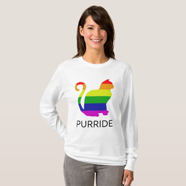 Funny Gay Pride Cat T-Shirt (Front Full)