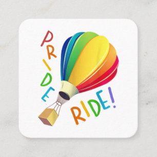 Funny Gay Pride Hot Air Balloon Rainbow Ride Gays  Square Business Card