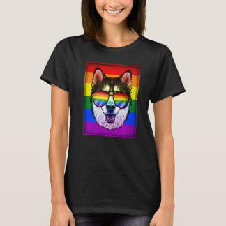 Funny Gay Siberian Husky Dog Rainbow Lgbt Pride Fl T-Shirt