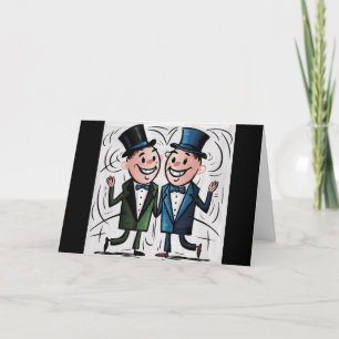 Funny Gay Wedding Groom and Groom Stick Figures Card