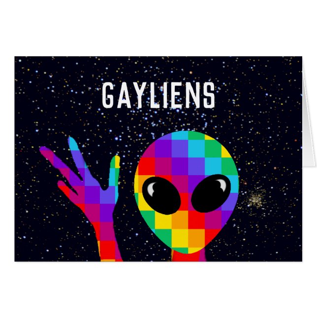 Funny Gayliens LGBTQ+ Pride Custom Card (Front Horizontal)