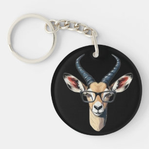 Funny gazelle face for safari and spectacles lover key ring