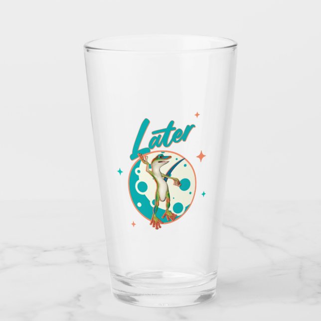 Funny Gecko Later Procrastination Humour Glass (Front)