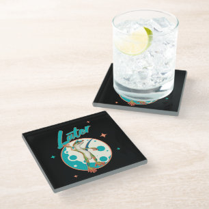 Funny Gecko Later Procrastination Humour Glass Coaster