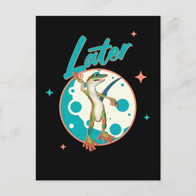 Funny Gecko Later Procrastination Humour Postcard (Front)