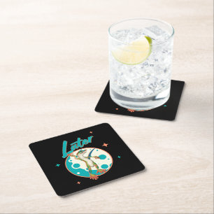 Funny Gecko Later Procrastination Humour Square Paper Coaster