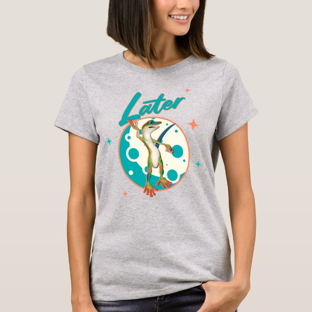 Funny Gecko Later Procrastination Humour T-Shirt (Front)