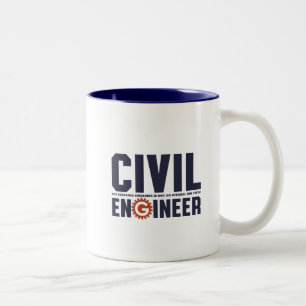 Funny Geek Engineer Humour Civil Engineering Job Two-Tone Coffee Mug